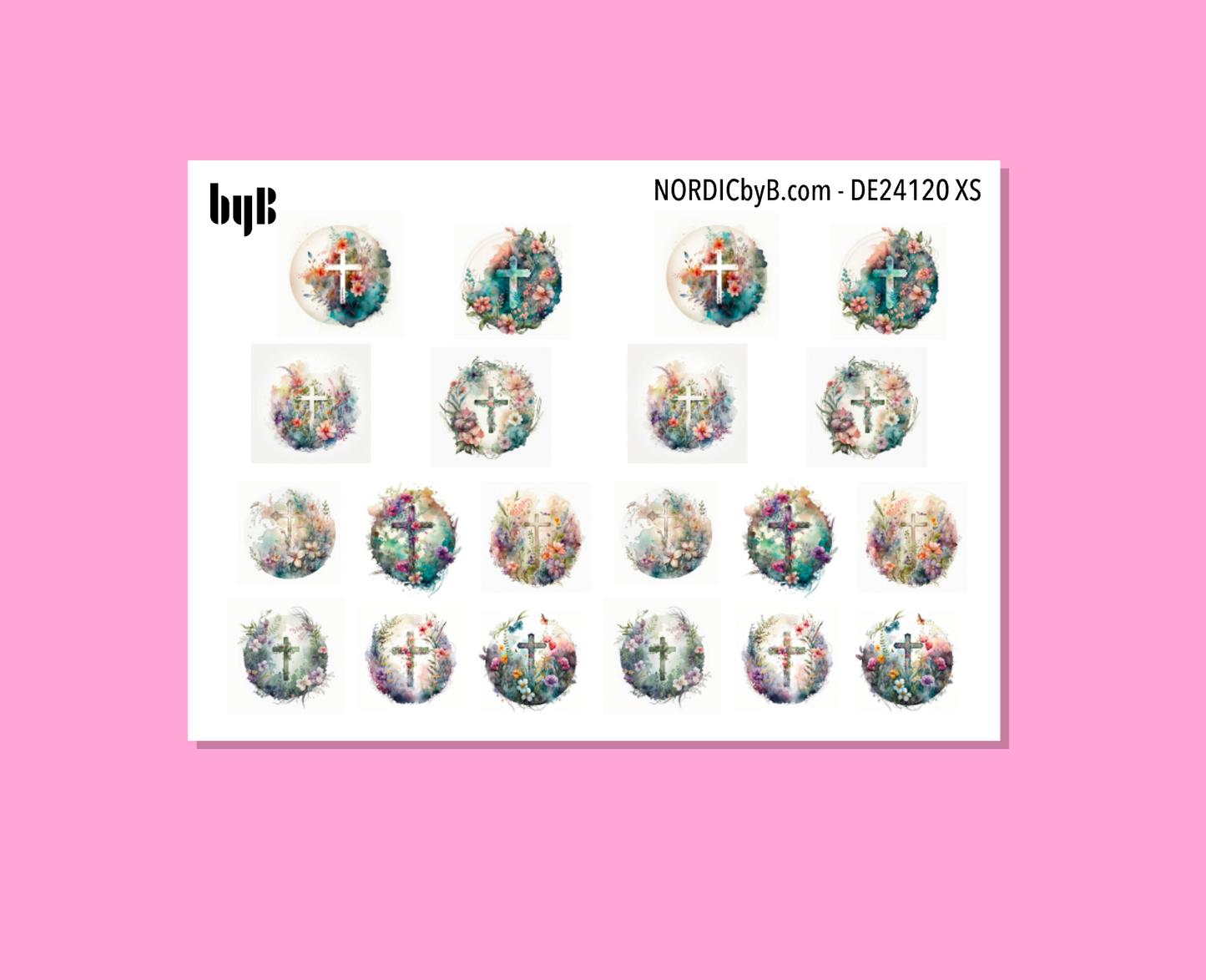 Decor Crosses Sticker Sheet - Size: NORMAL & XS