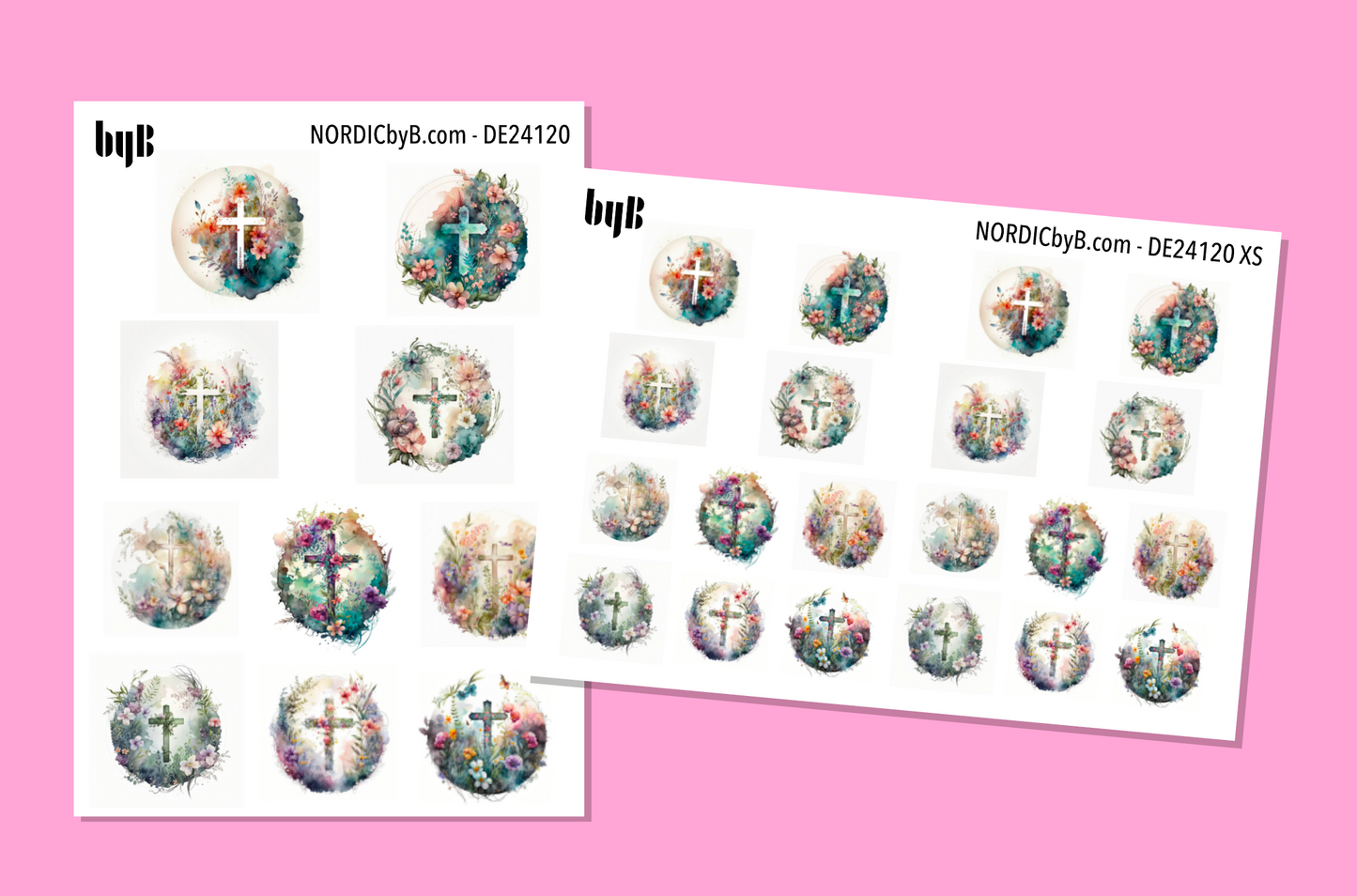 Decor Crosses Sticker Sheet - Size: NORMAL & XS