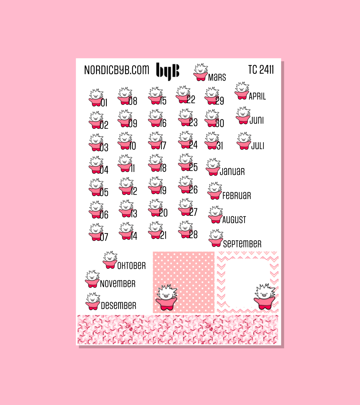 TUSSE DATES & MONTHS Mixed Sticker Sheet
