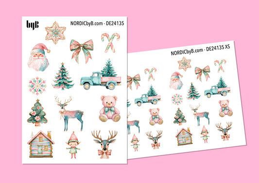 Pastell Christmas Sticker Sheet - Size: NORMAL & XS
