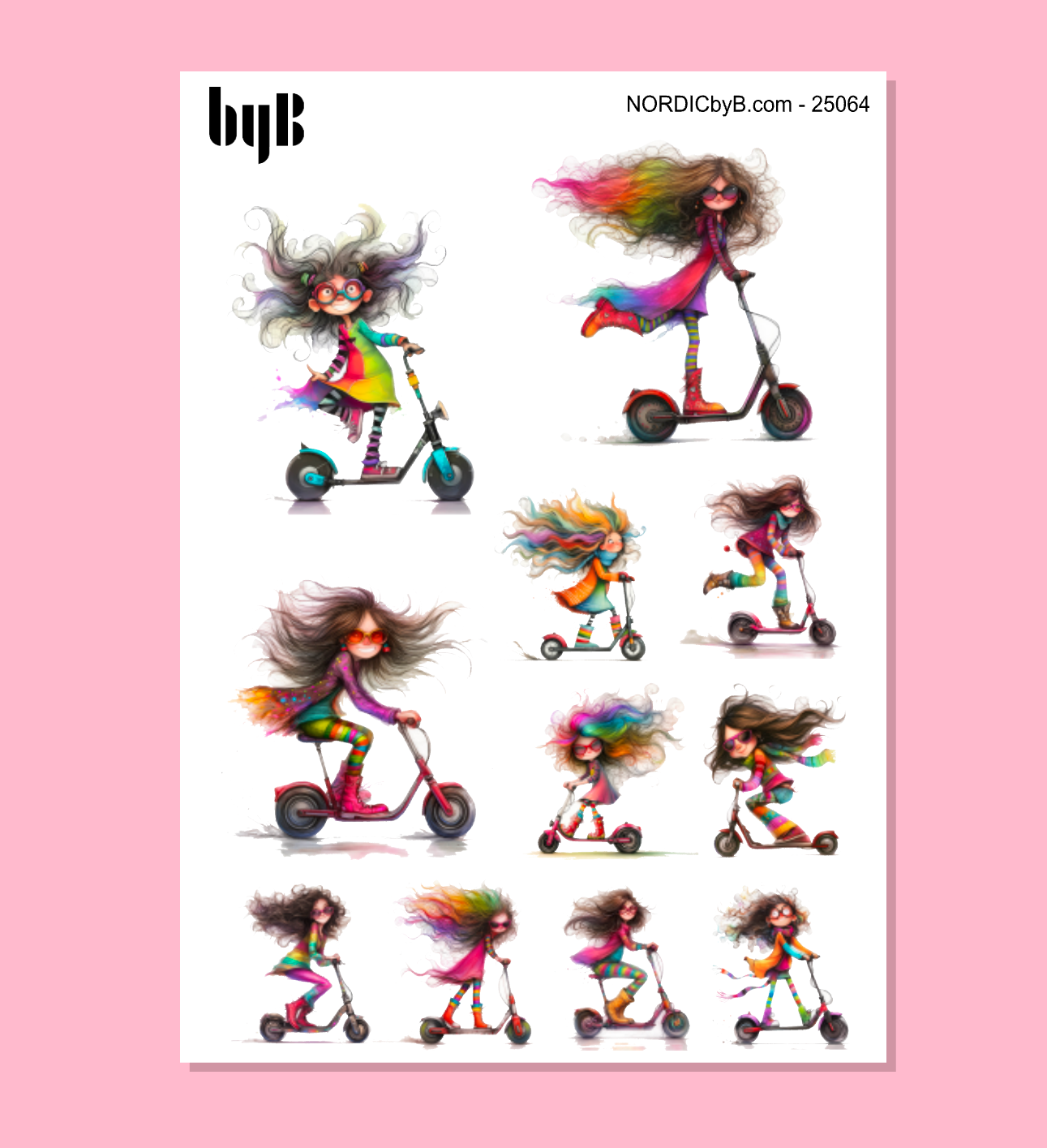 Quirky Scooter Sticker Sheet