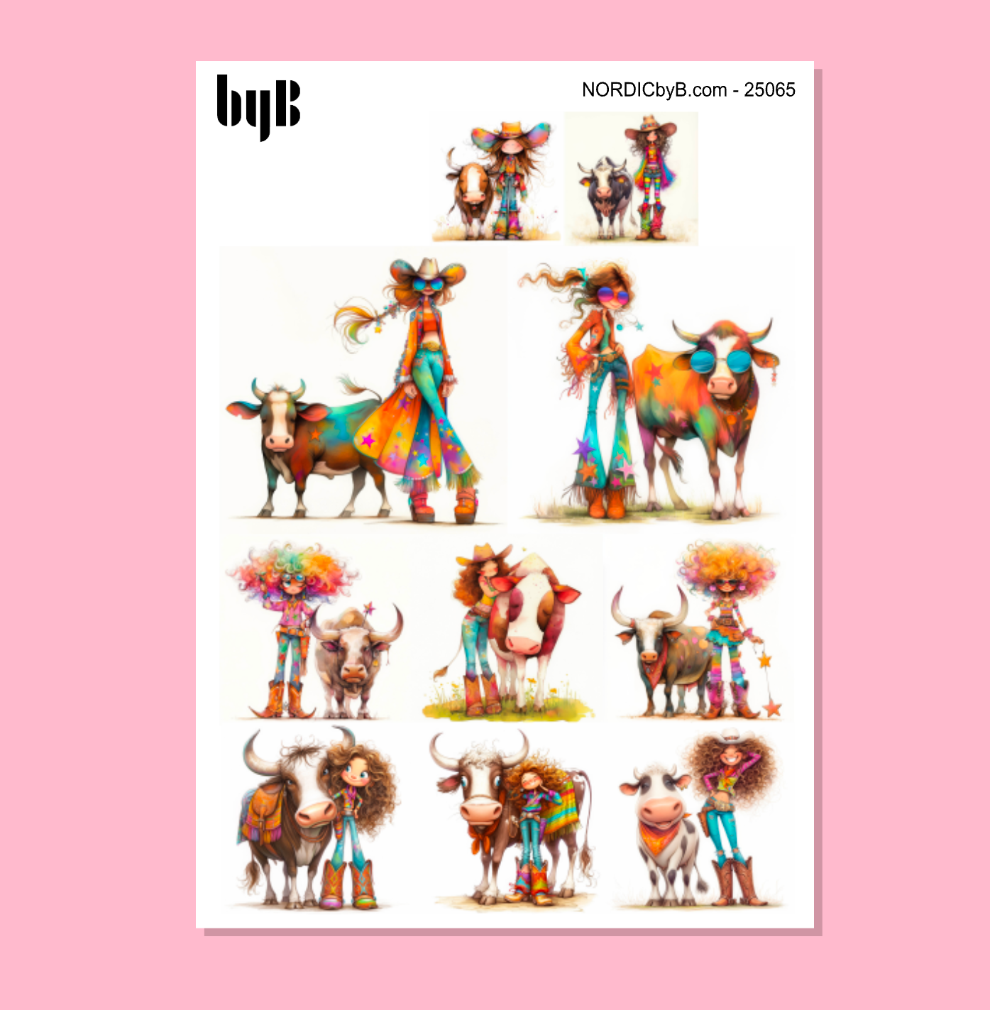 Quirky Cowgirl Sticker Sheet