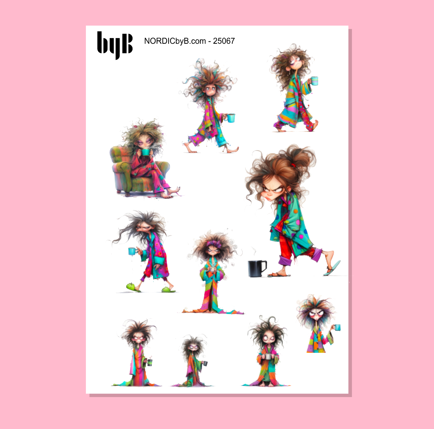 Quirky Grumpy Coffee Sticker Sheet