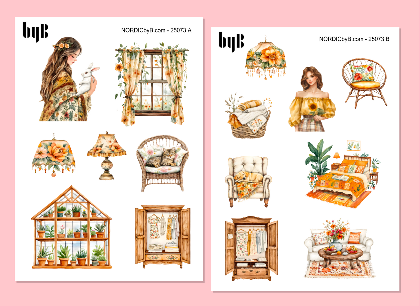 2 Boho Spring Furniture Sticker Sheets