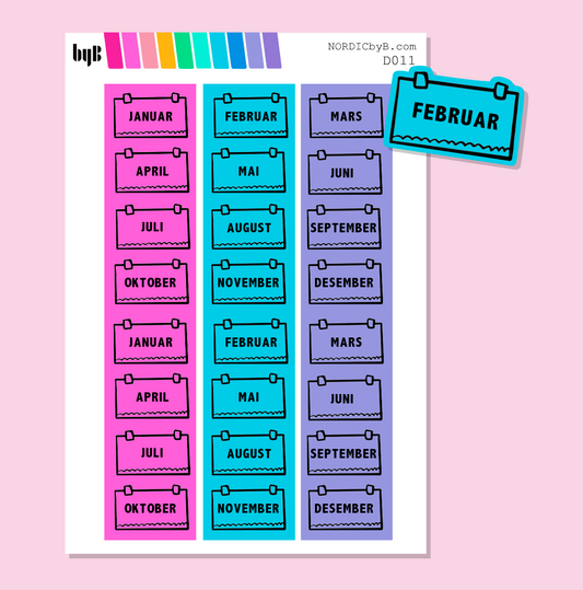 Colorful Doodle Icons - MÅNEDER x 2