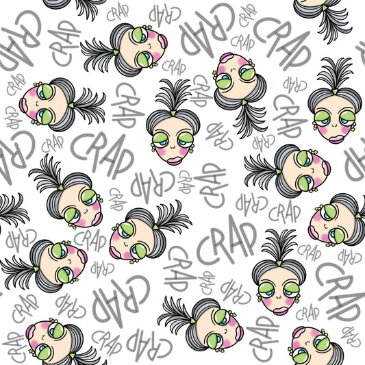 CRAP FACES Cotton Poplin Fabric - 0,5 m - WEARY WOMEN Collection