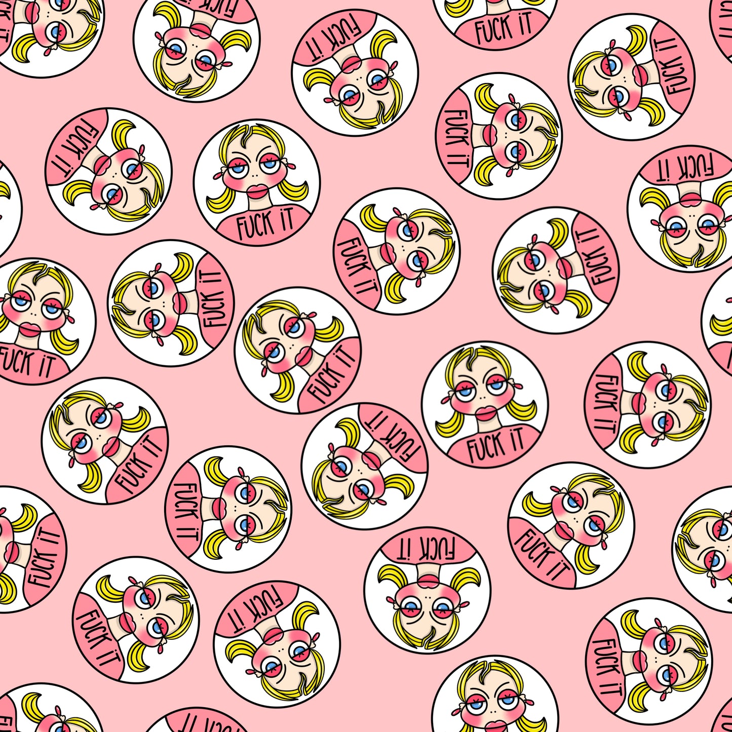F**K IT FACES Cotton Poplin Fabric - 0,5 m - WEARY WOMEN COLLECTION