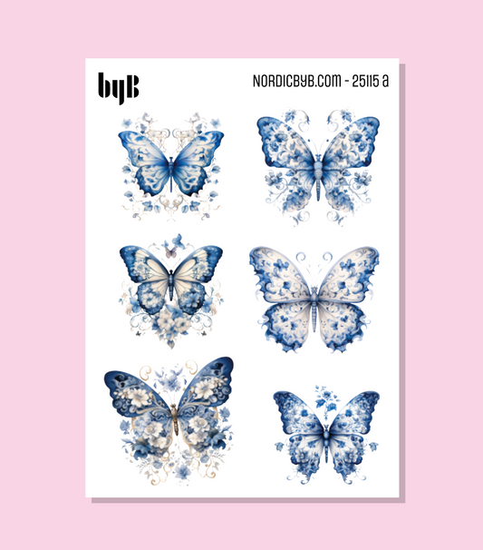 2 Blue Butterfly Sticker Sheets