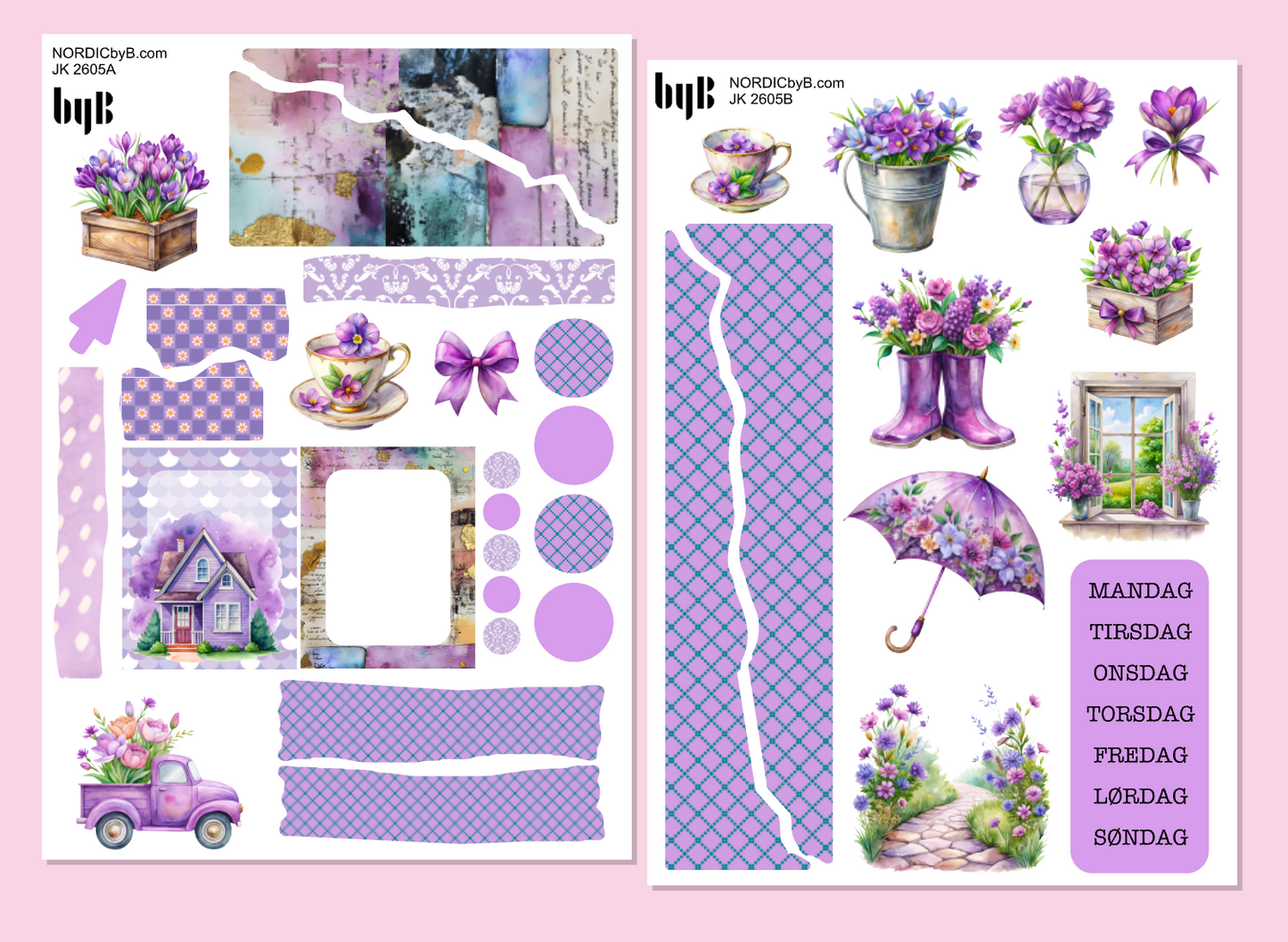 2605 Lilac Summer Vibe Journaling Kit - 2 ark