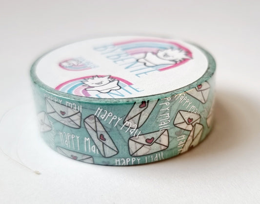 WASHI TAPE - HAPPY MAIL - envelopes with silver foiled text