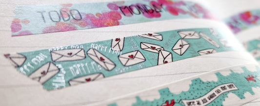 WASHI TAPE - HAPPY MAIL - envelopes with silver foiled text