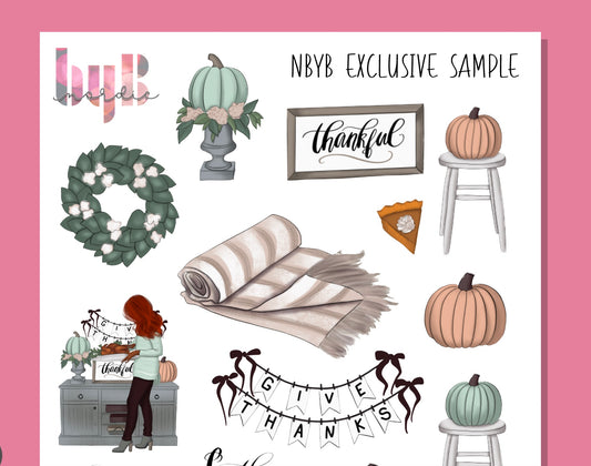 THANKSGIVING Stickers (Exclusive Sample) - 12,5 x 17 cm - For BuJo, Decorating, Planning, Scrapbooking