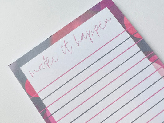 MAKE IT HAPPEN notepad A6 50 pages with Zebra gel pen