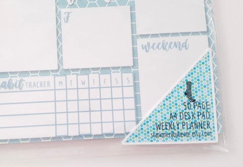 A4 Weekly Planner Pad with habit tracker and shopping list