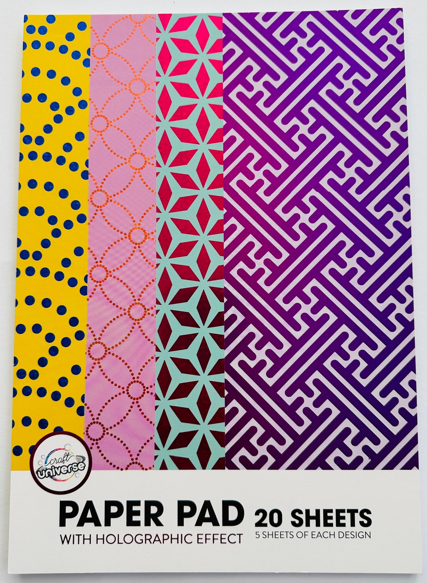 A4 PAPER PAD, design paper med holografisk effekt, 20 ark