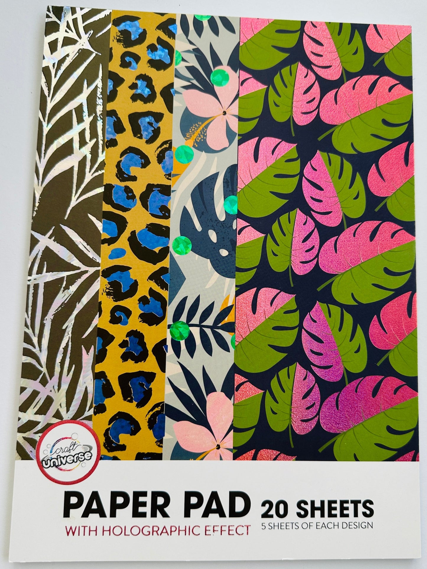 A4 PAPER PAD, design paper med holografisk effekt, 20 ark