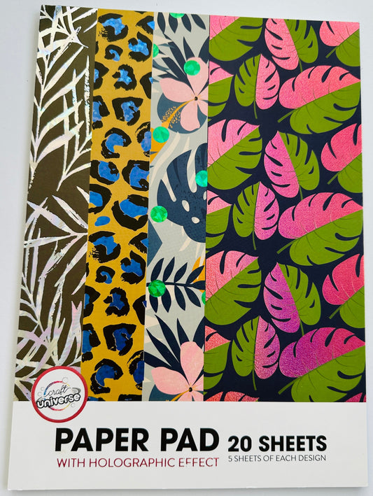 A4 PAPER PAD, design paper med holografisk effekt, 20 ark