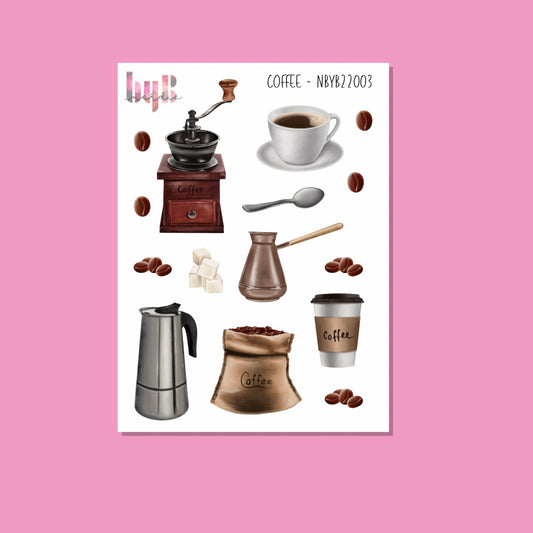COFFEE Stickers - 12,5 x 17 cm - For BuJo, Decorating, Planning, Scrapbooking