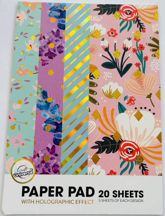 A4 PAPER PAD, design paper med holografisk effekt, 20 ark