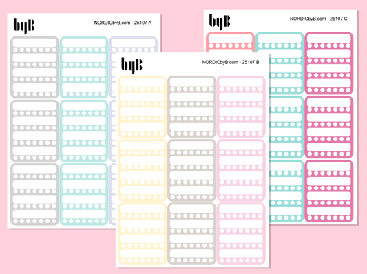Large Box Trackers Width 3,8 cm (Large Planners) 3 Colors 3 Sheets