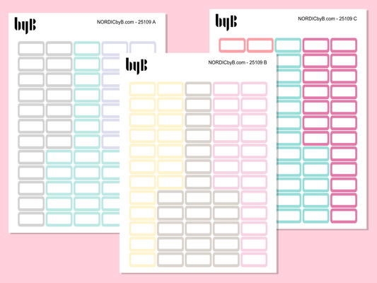 Box Stickers Width 2 cm (Hobo Weeks) 3 Colors 3 Sheets