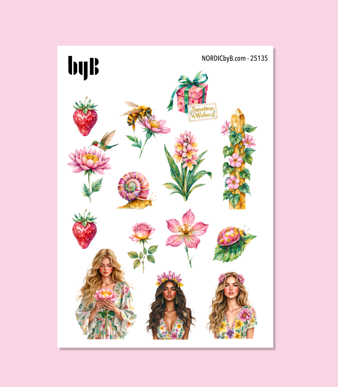 Pink & Yellow Fairy Sticker Sheet