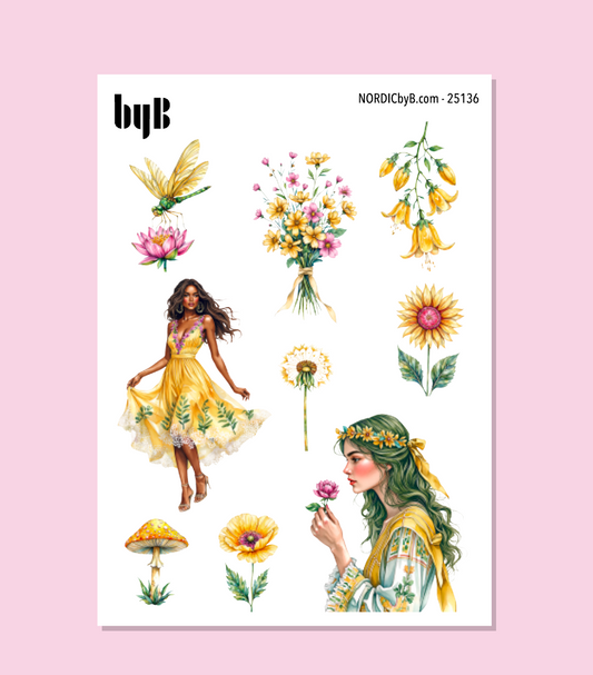 Pink & Yellow Fairy Sticker Sheet