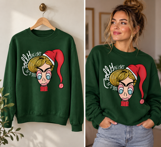 FORHÅNDSBESTILLING - THIS IS AS JOLLY AS I GET crew neck - mørk grønn