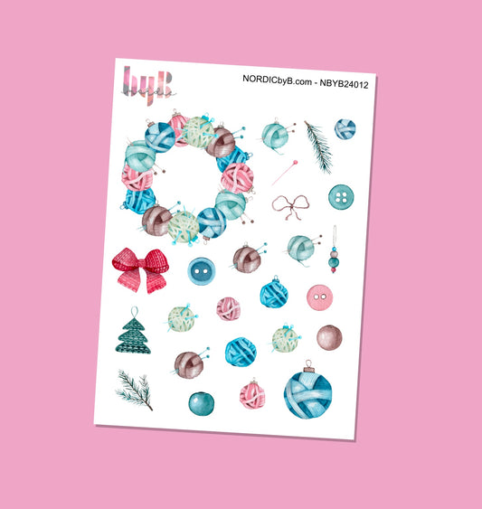 Christmas Yarn Onraments Sticker Sheet