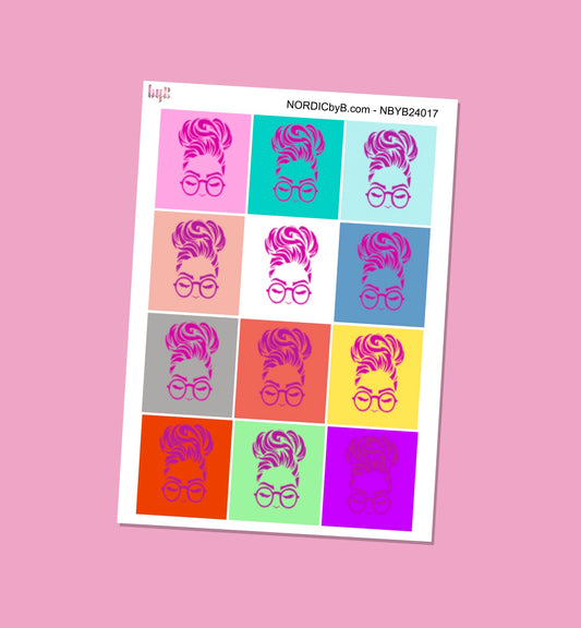 Girl Face Box Sticker Sheet