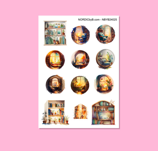 Beautiful Reading Books Sticker Sheet
