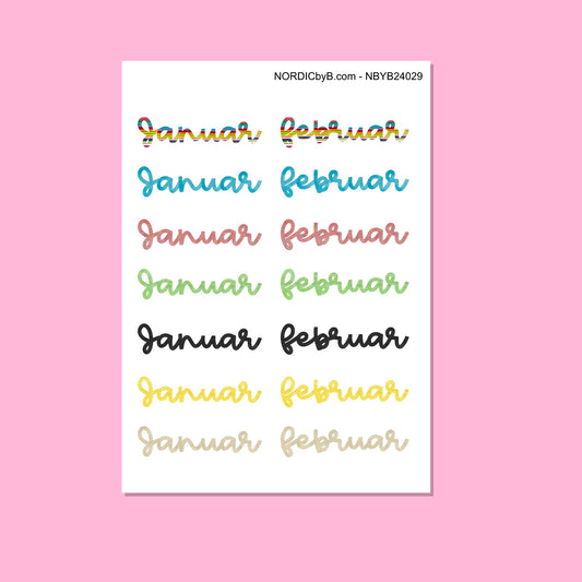 Colorful Months (JAN + FEBR) Sticker Sheet