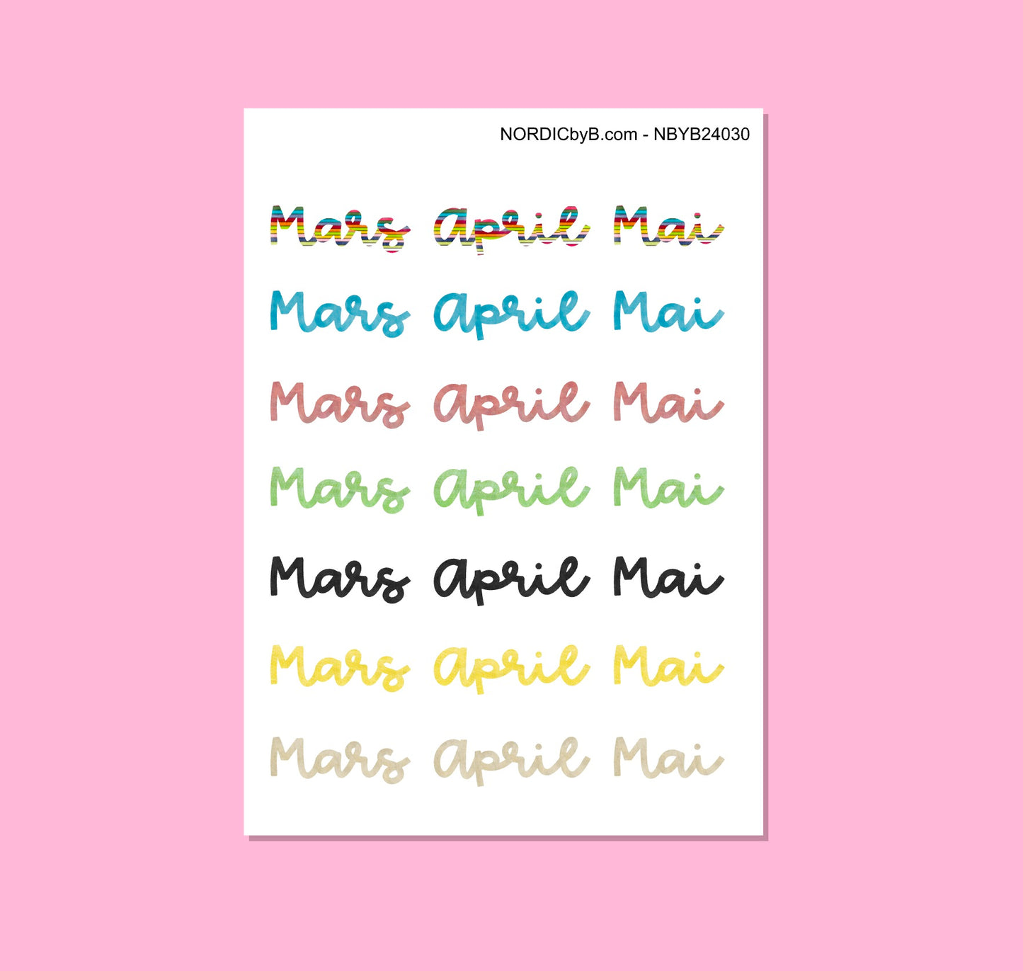 Colorful Months (MARS + APRIL + MAI)) Sticker Sheet