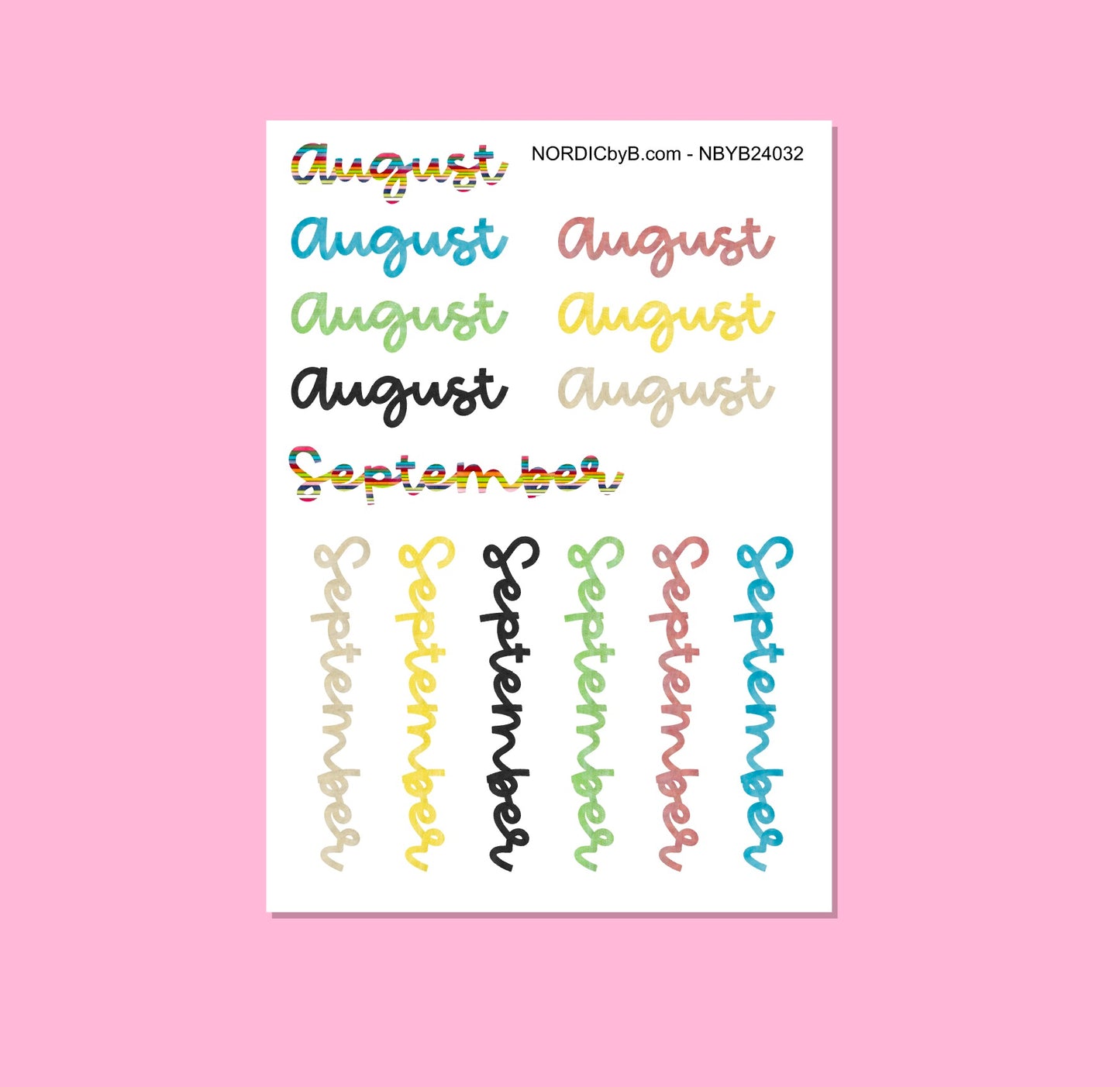 Colorful Months (AUG+SEPT) Sticker Sheet