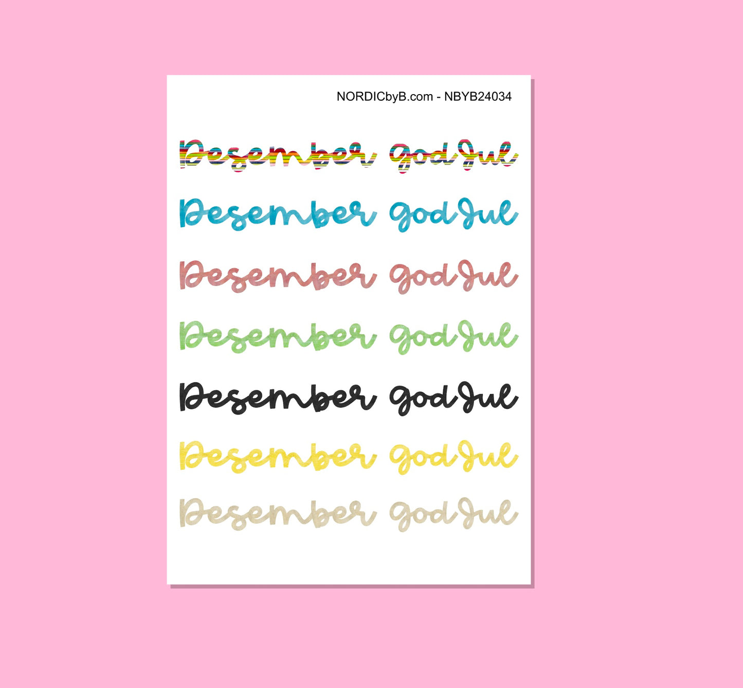 Colorful Months (DES + GOD JUL) Sticker Sheet