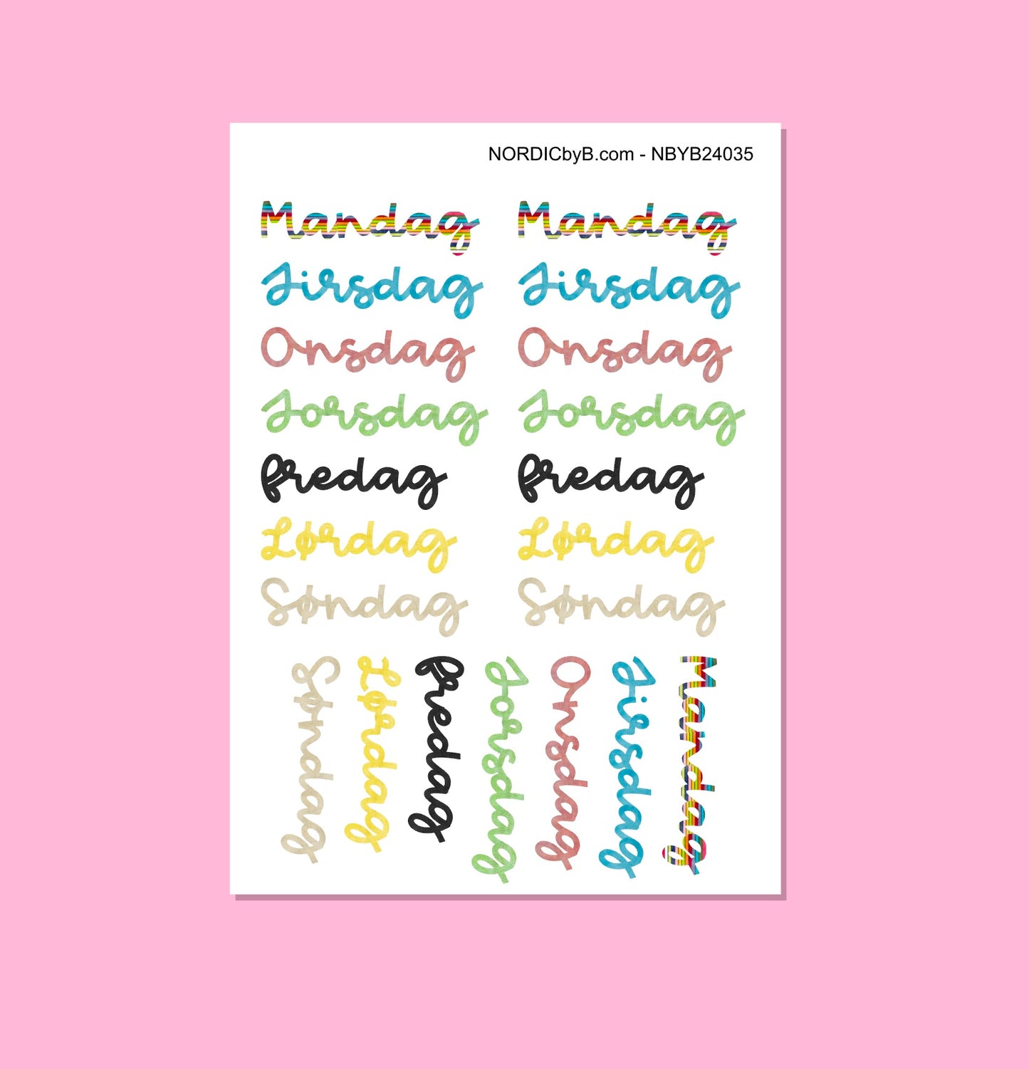Colorful Weekdays Sticker Sheet
