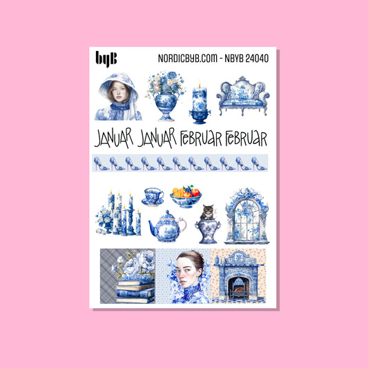 Blue & White Home Decor Sticker Sheet