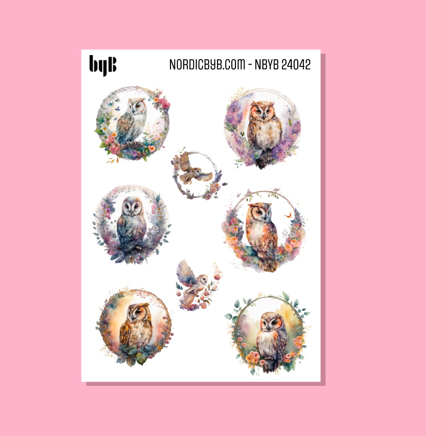 Owl Floral Sticker Sheet
