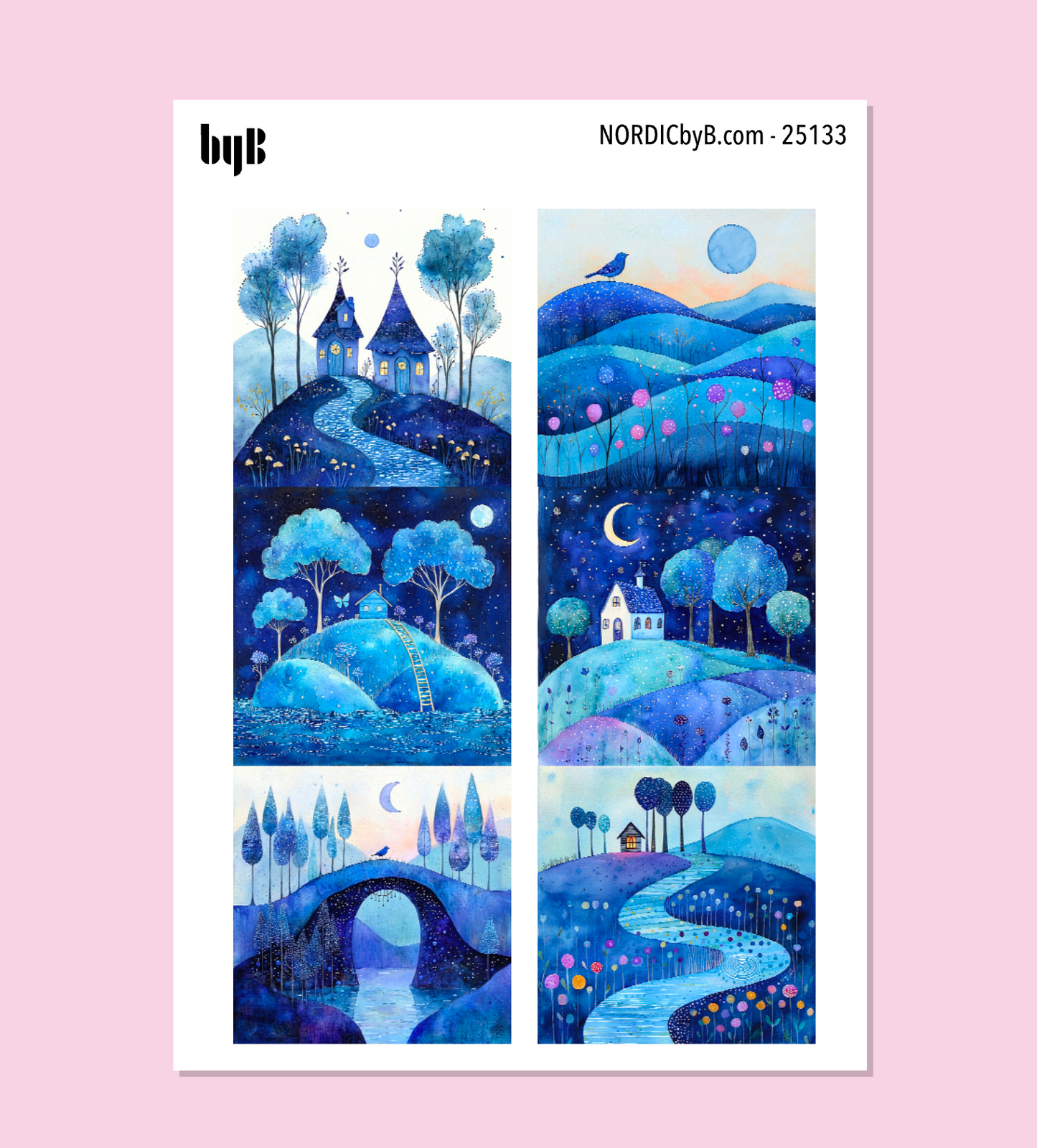 Blue Landscape Sticker Sheet