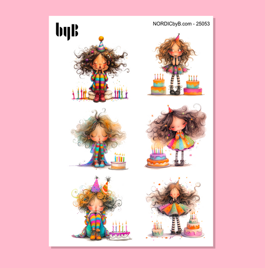 Quirky Birthday Girly Sticker Sheet