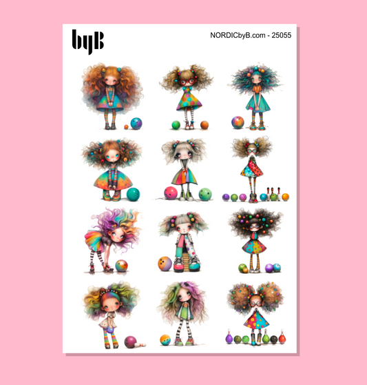 Quirky Bowling Sticker Sheet