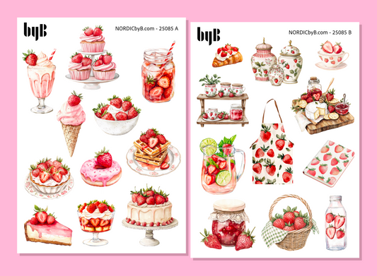 2 Strawberry Sticker Sheets