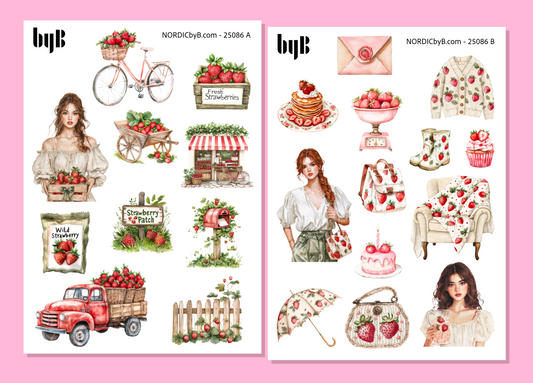 2 Strawberry Sticker Sheets
