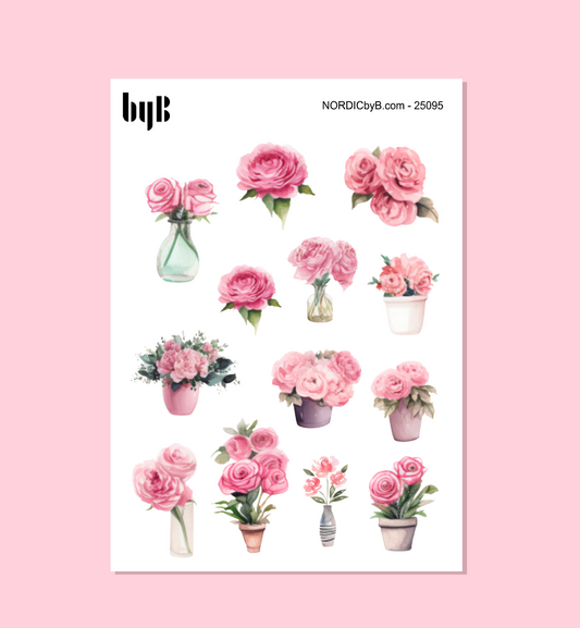 Pink Floral Sticker Sheet