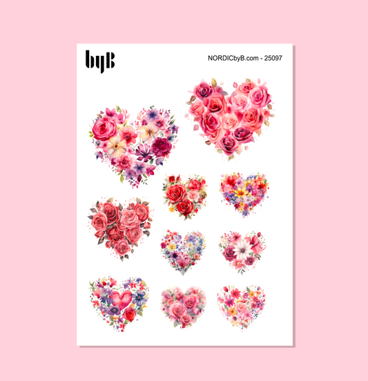 Floral Heart Sticker Sheet