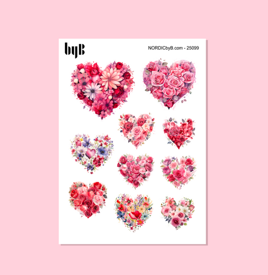 Floral Heart Sticker Sheet