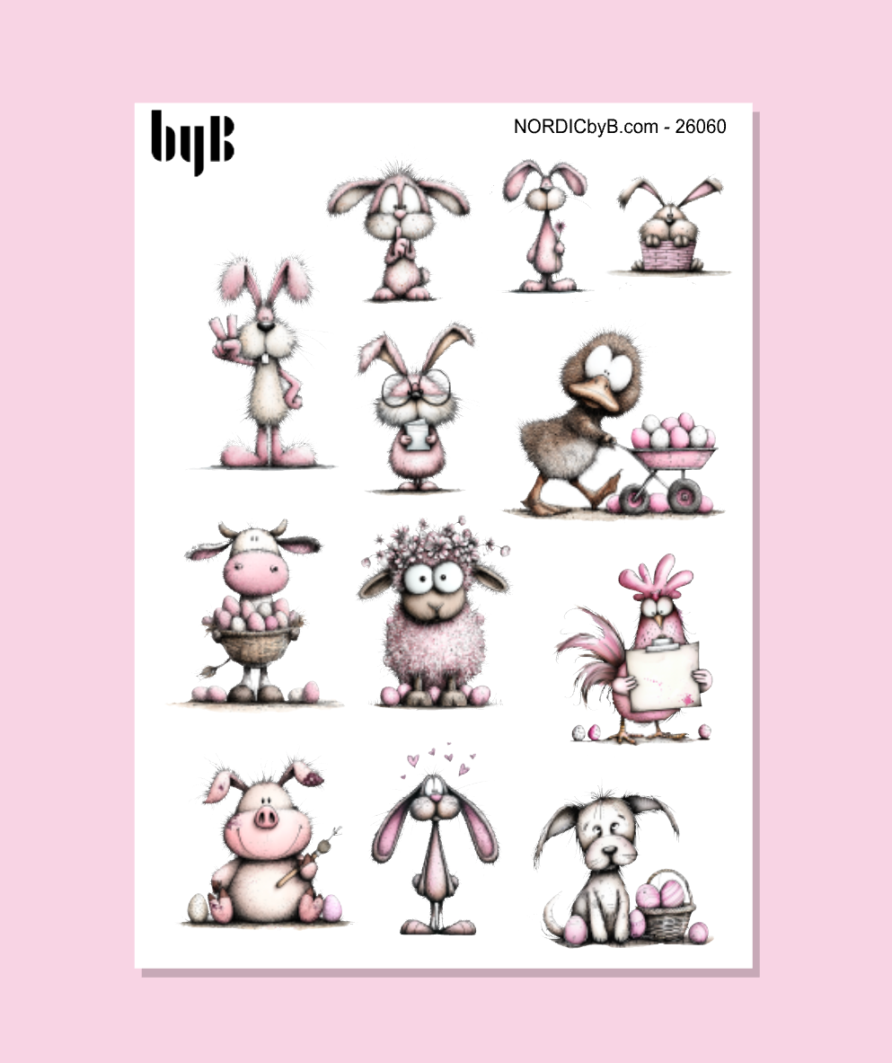 Pink Easter Stickers - Sticker Sheet