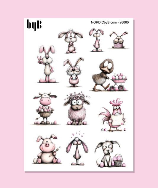 Pink Easter Stickers - Sticker Sheet