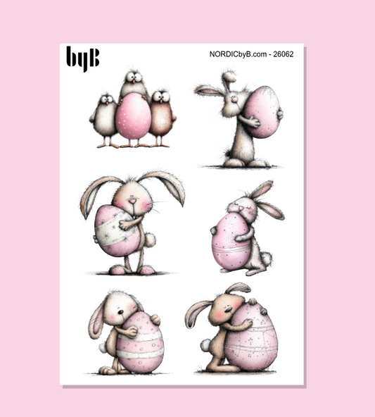 Pink Easter Stickers - Sticker Sheet