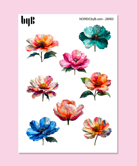 MixedMedia Flowers- Sticker Sheet